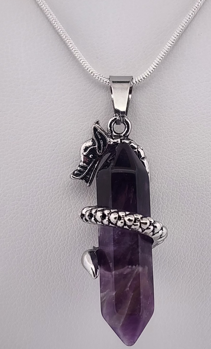 Amethyst Dragon Pendant Necklace