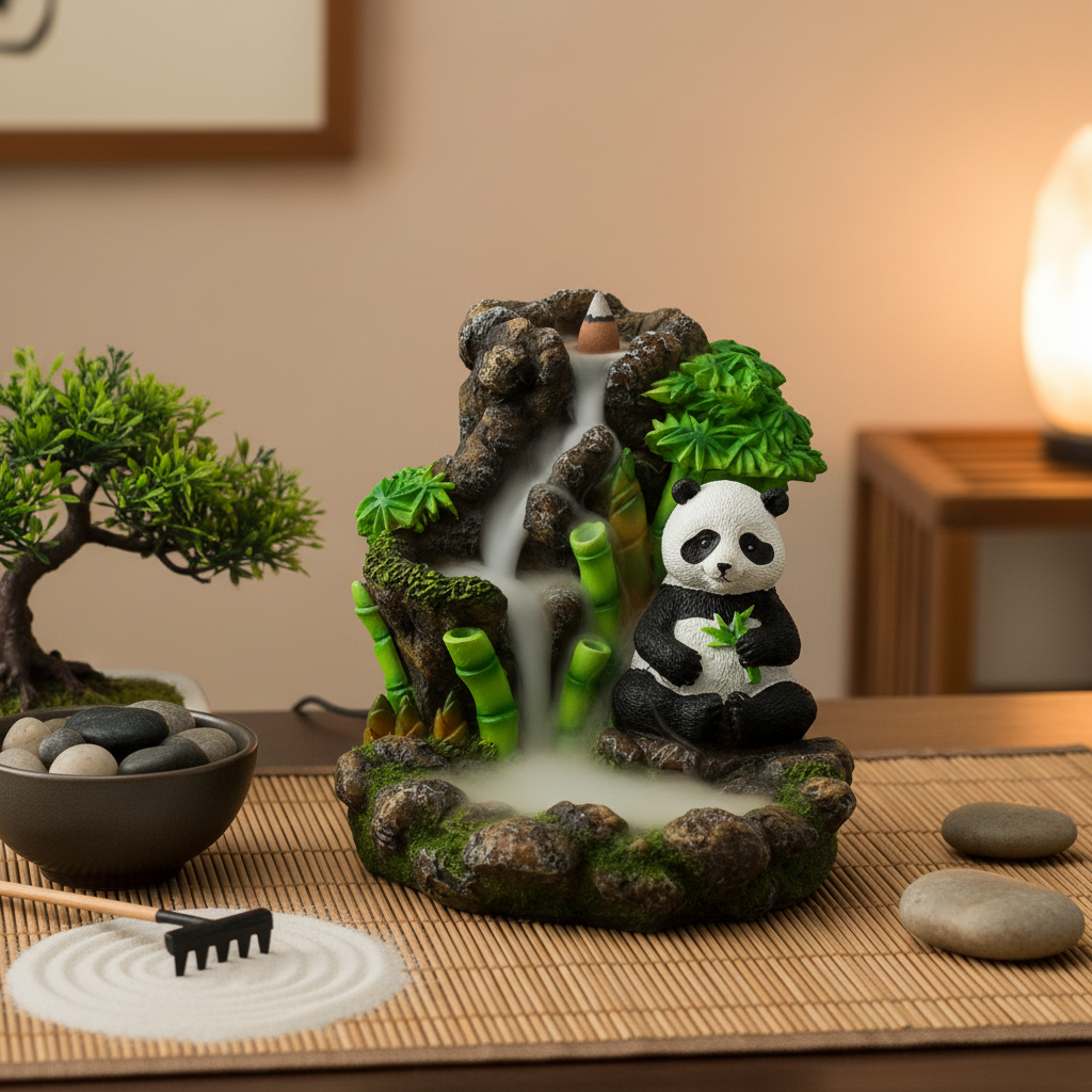 Panda Incense Burner - Meditation Setup