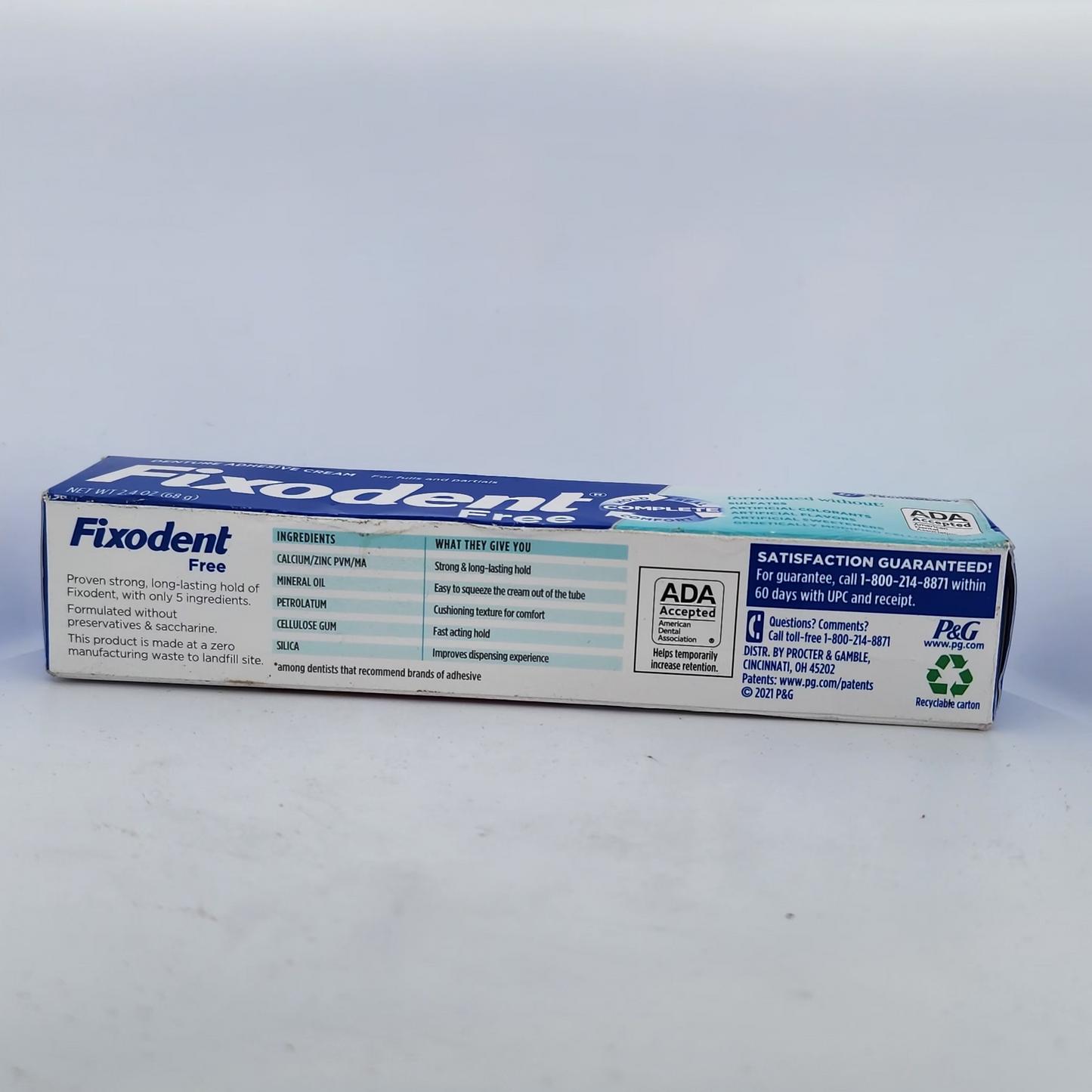 Fixodent Free Denture Adhesive Cream 2.4oz Complete Comfort ADA Accepted