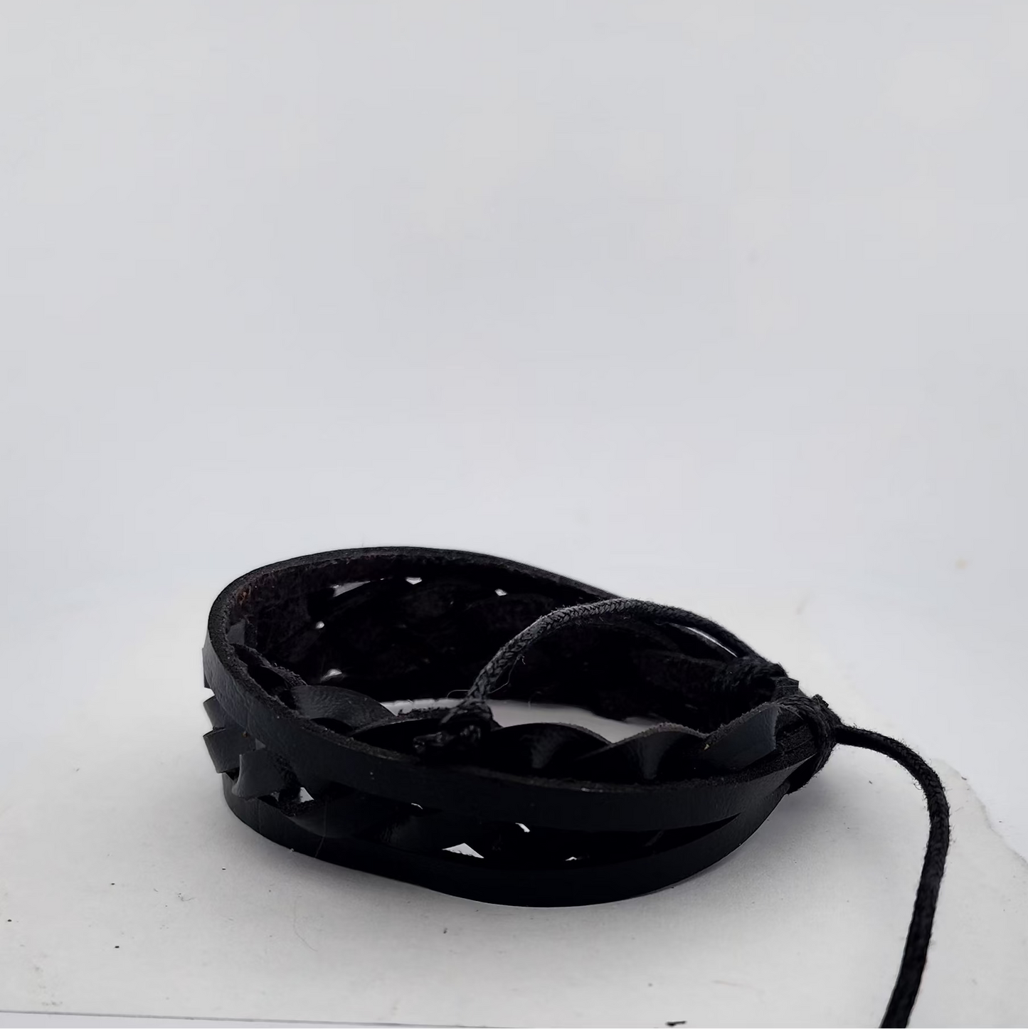 Black Braided Leather Bracelet | Multi-Strand Adjustable Cuff | Unisex Edgy Style