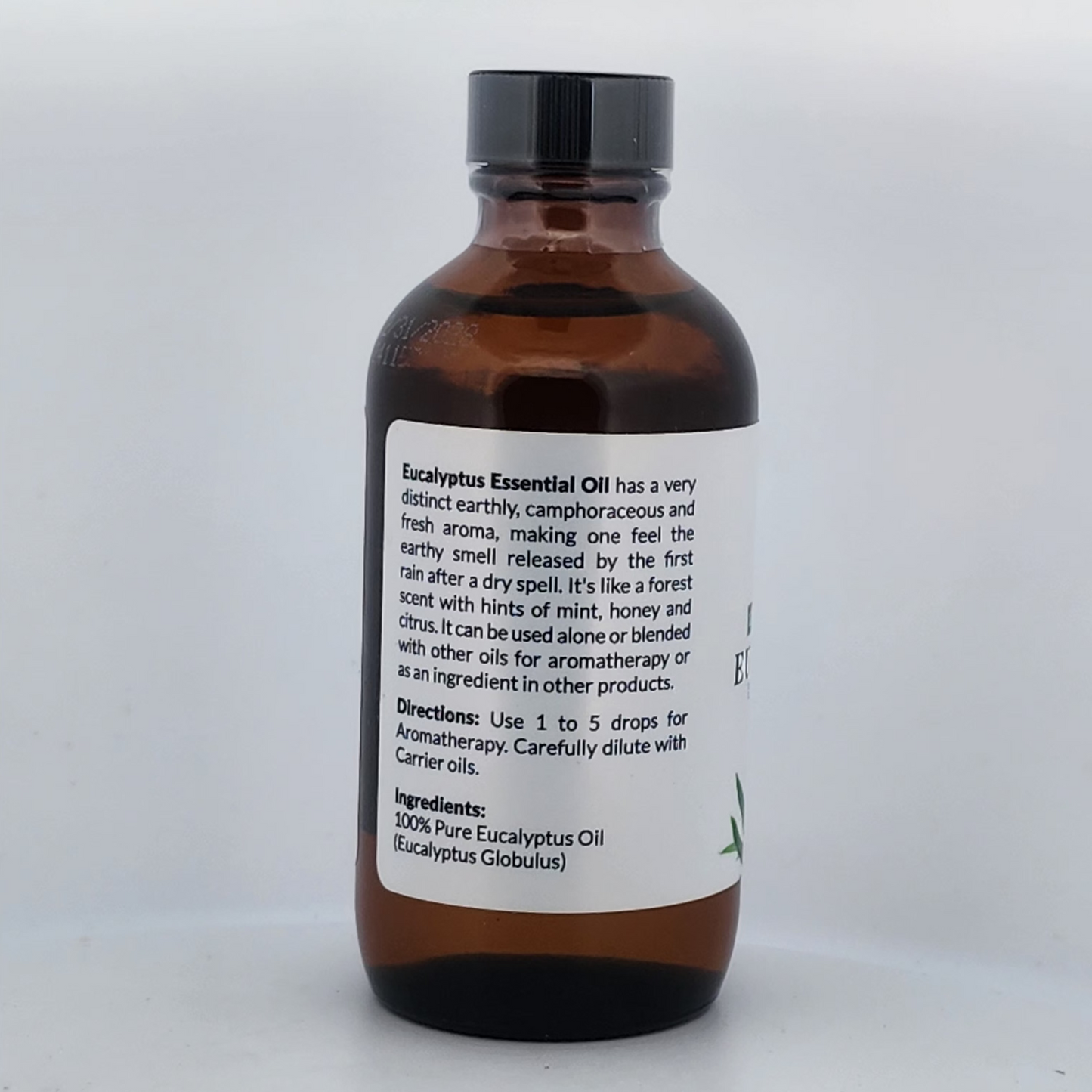 Brown glass bottle with a label on a white background