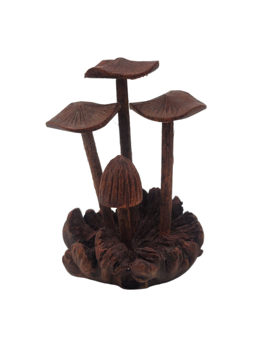 Hand-Carved Soro Wood Mushroom Sculpture