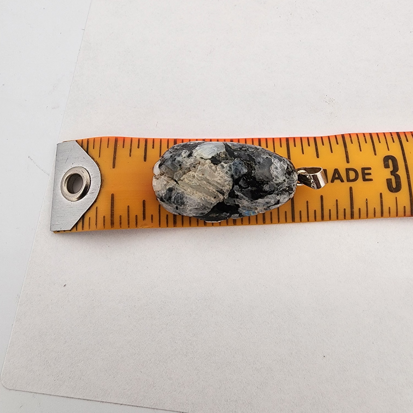 Rainbow Moonstone Pendant Necklace with Black Tourmaline