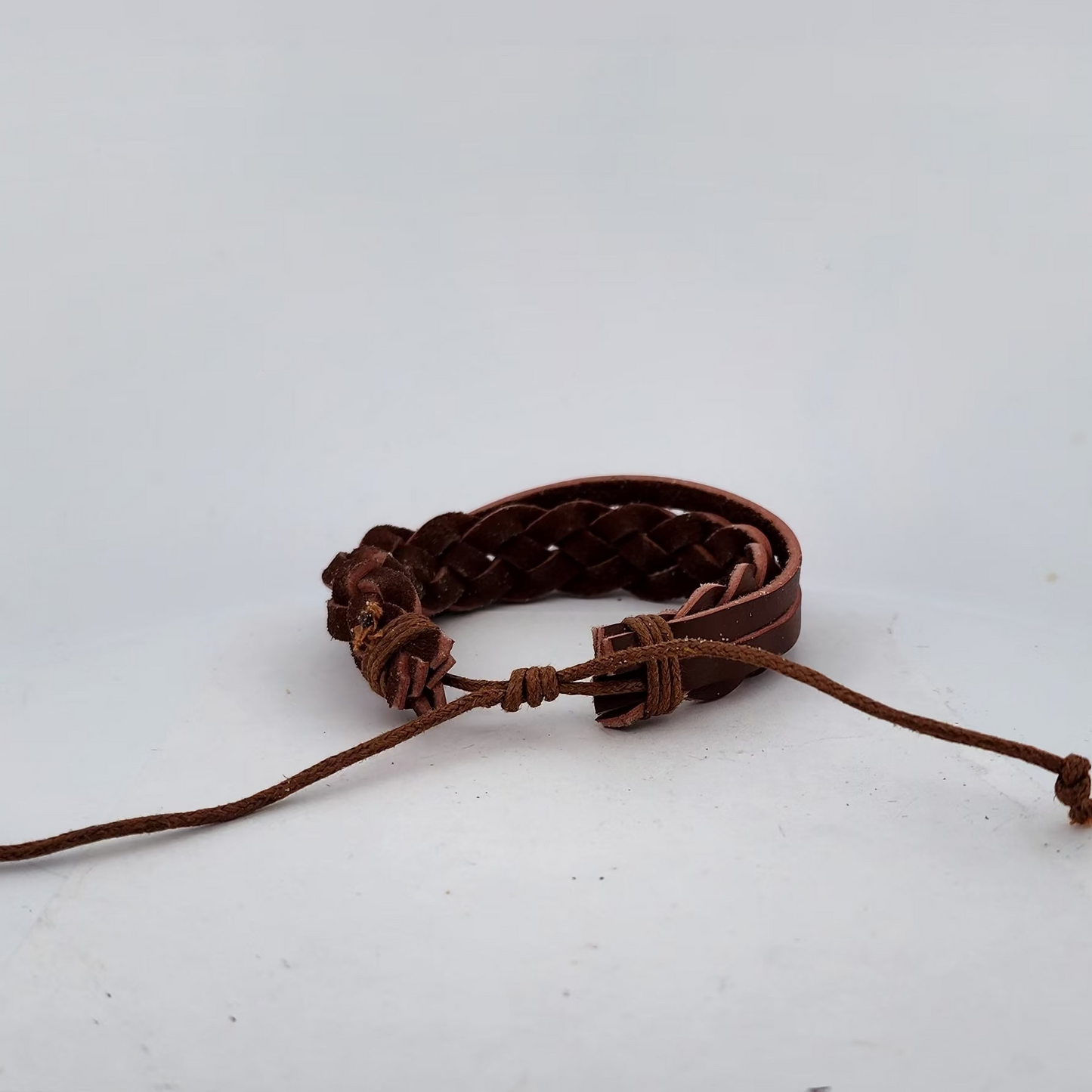 Brown Braided Leather Bracelet | Adjustable Woven Cuff | Unisex Casual Style