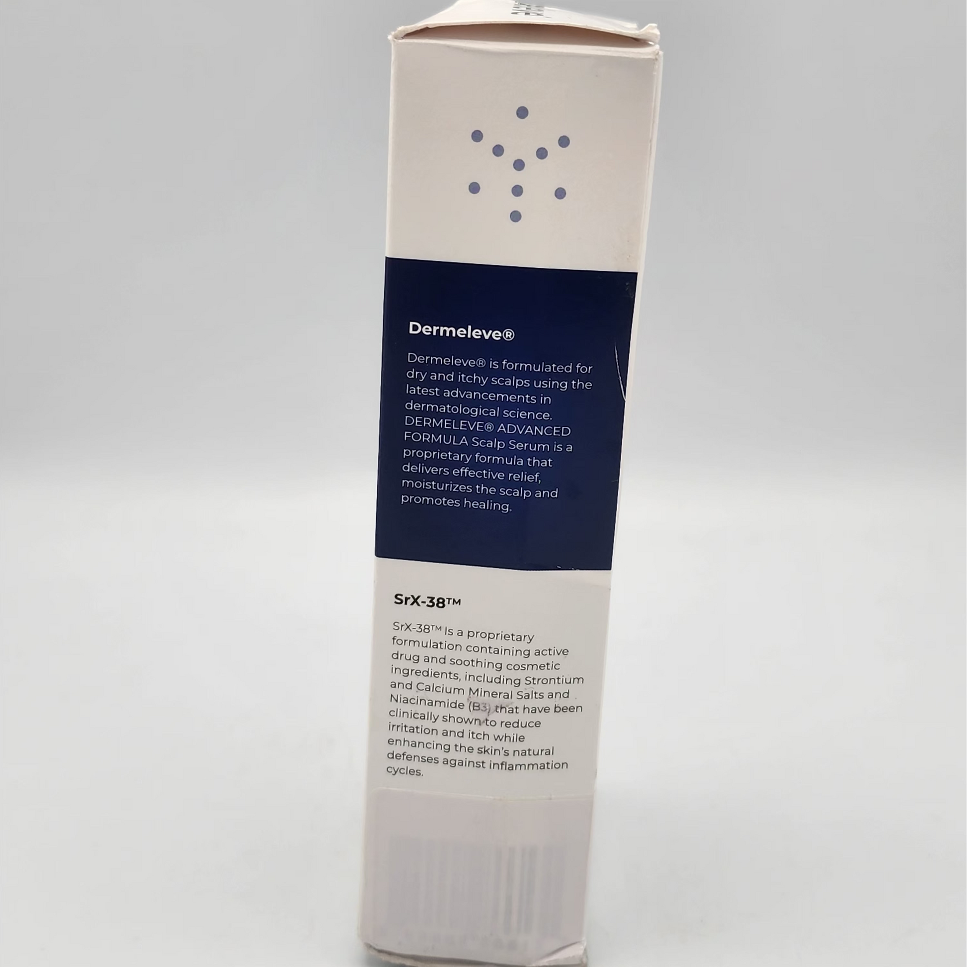 Dermelev skincare product packaging on a gray background
