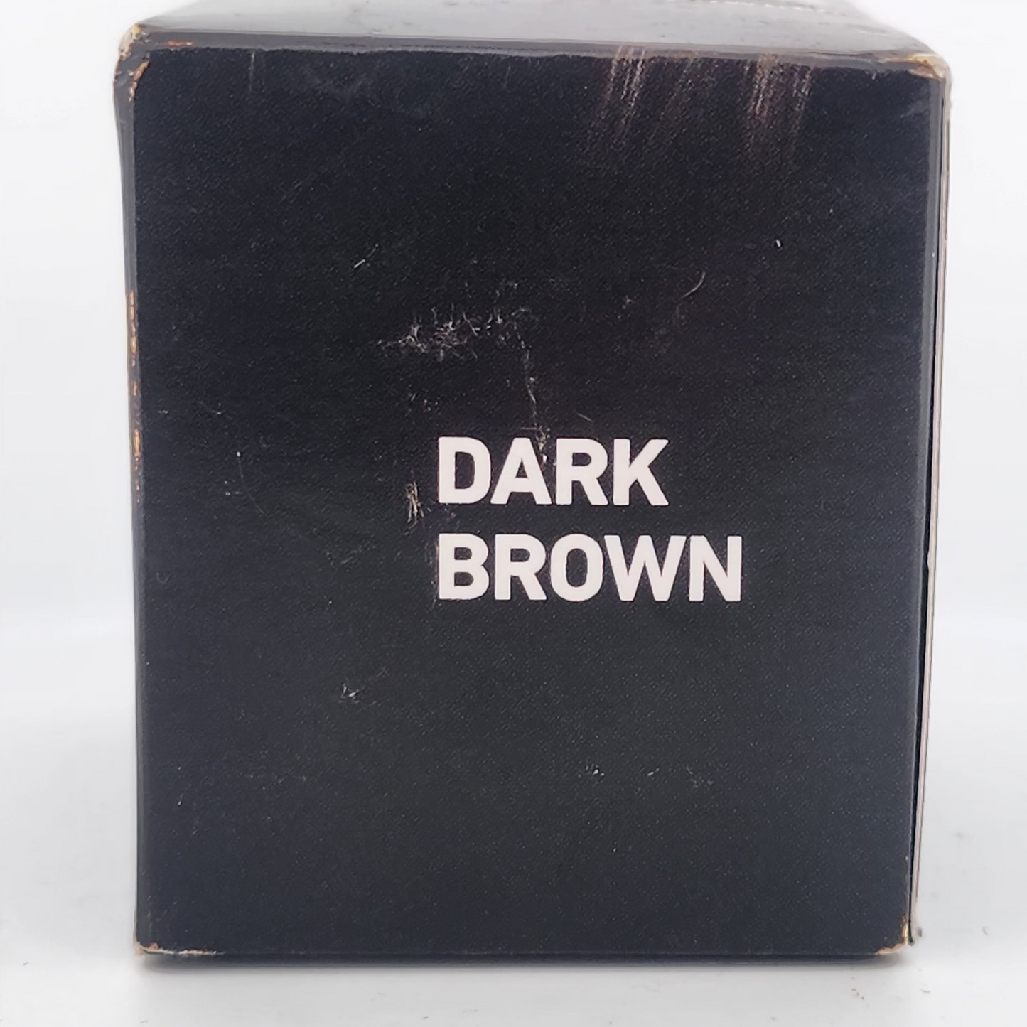 Black box with 'Dark Brown' text on a white background