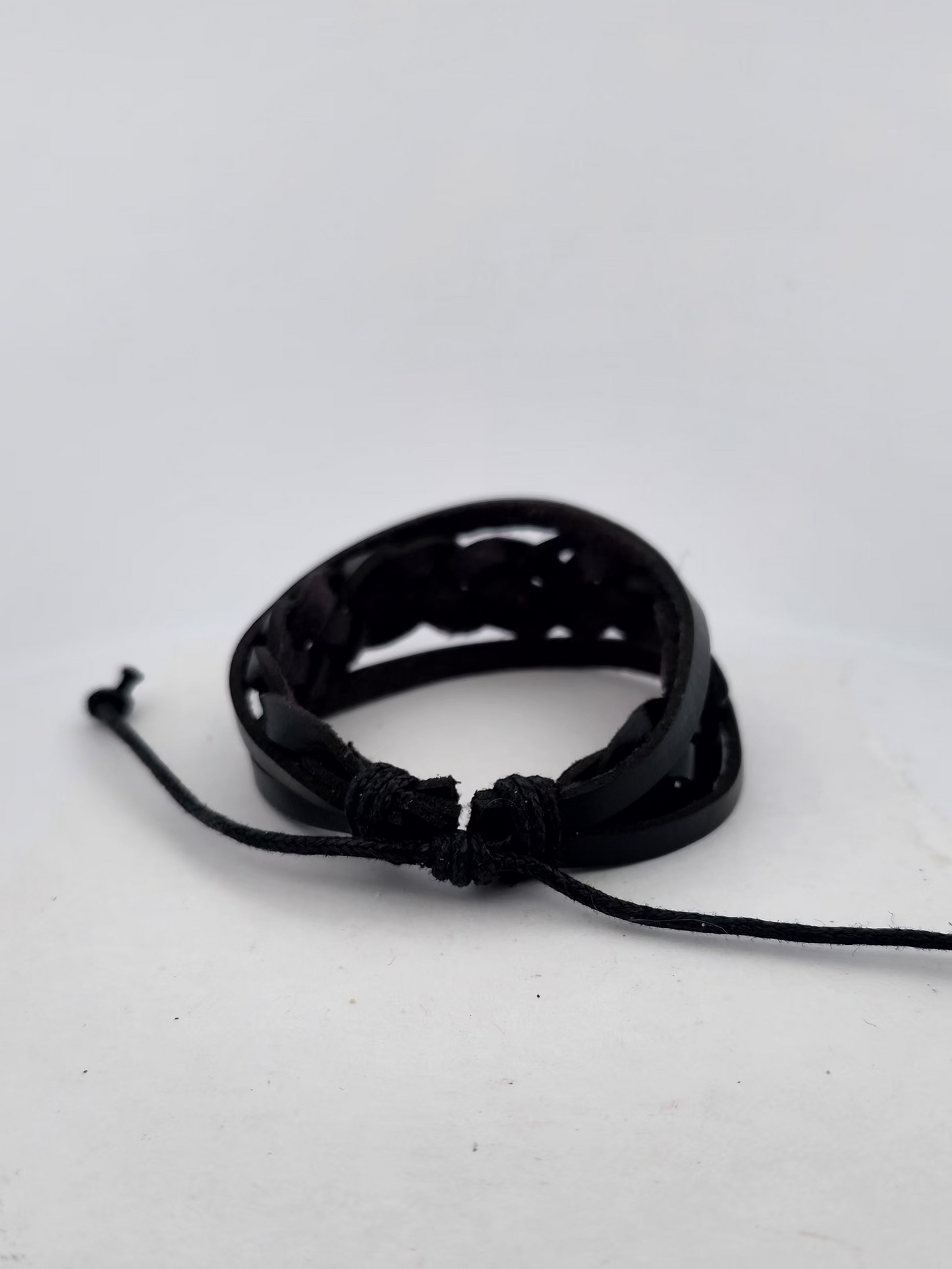 Black Braided Leather Bracelet | Multi-Strand Adjustable Cuff | Unisex Edgy Style
