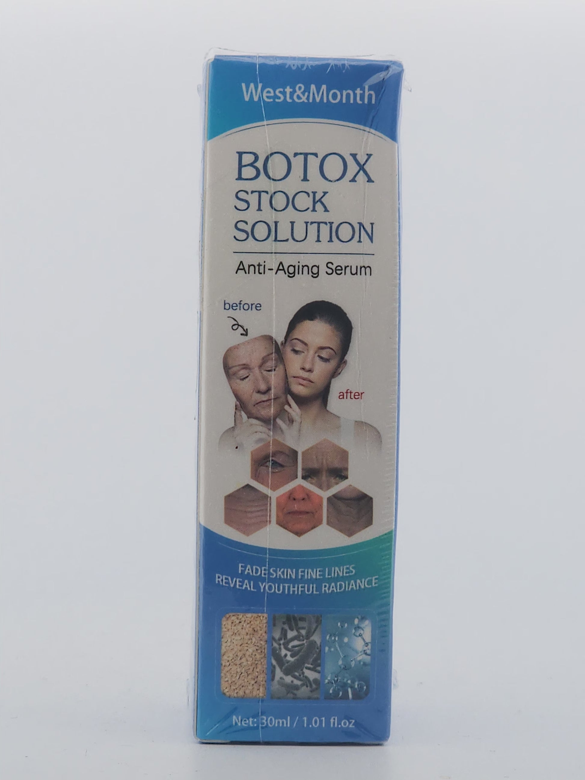 West&Month Botox Stock Solution anti-aging serum packaging on a white background