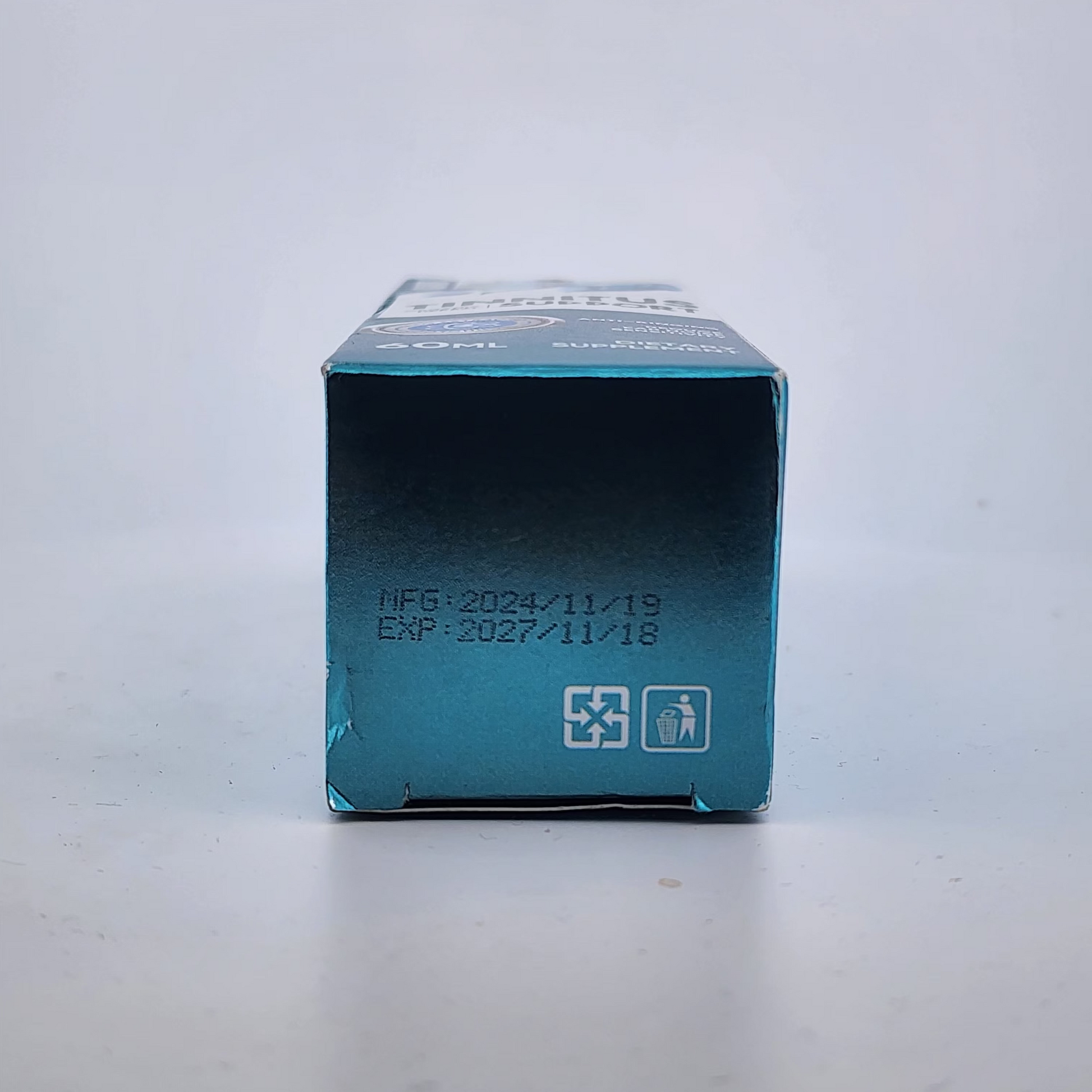Blue box with text and symbols on a white background