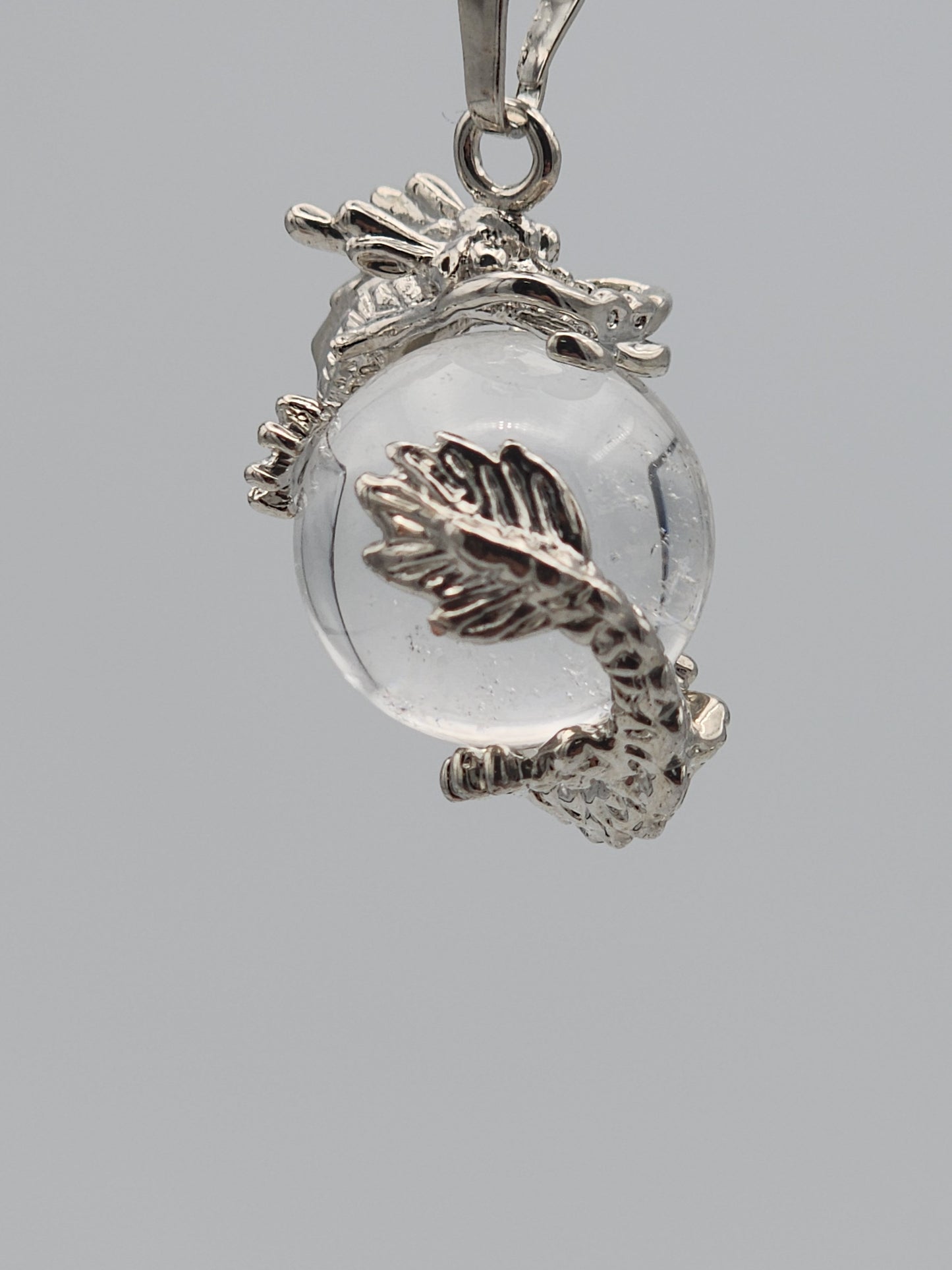 Mystical Dragon Clear Quartz Pendant Necklace - Master Healer Crystal
