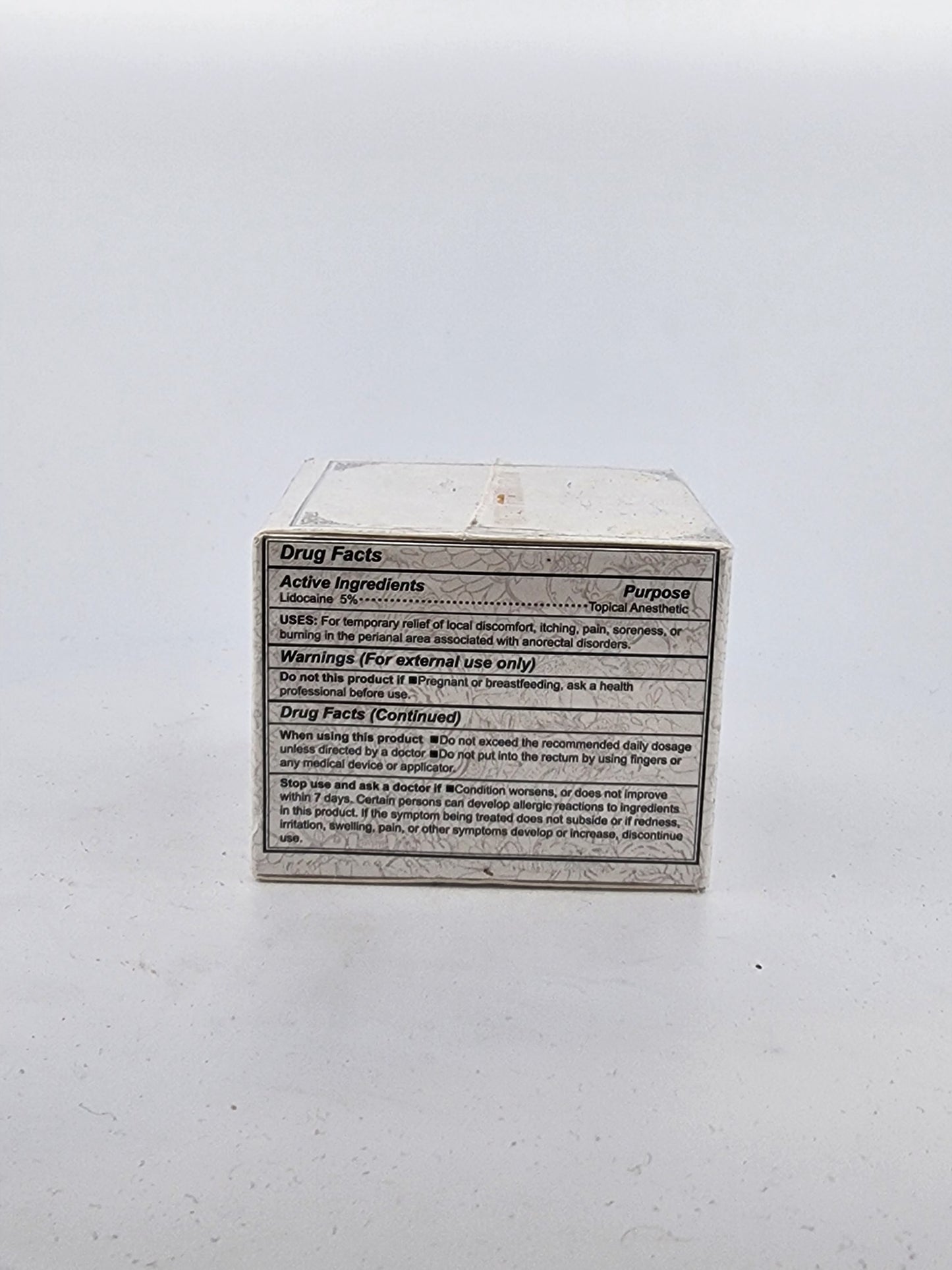 Rectangular metal box with text on a white background
