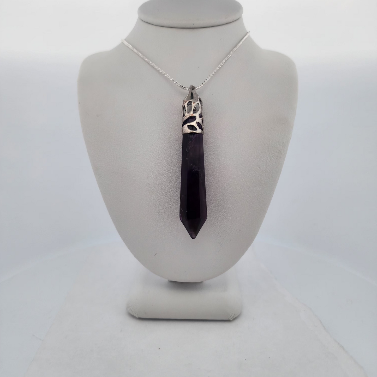 Amethyst Polished Crystal Point Pendant Necklace