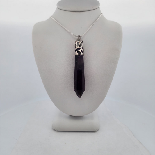 Amethyst Polished Crystal Point Pendant Necklace