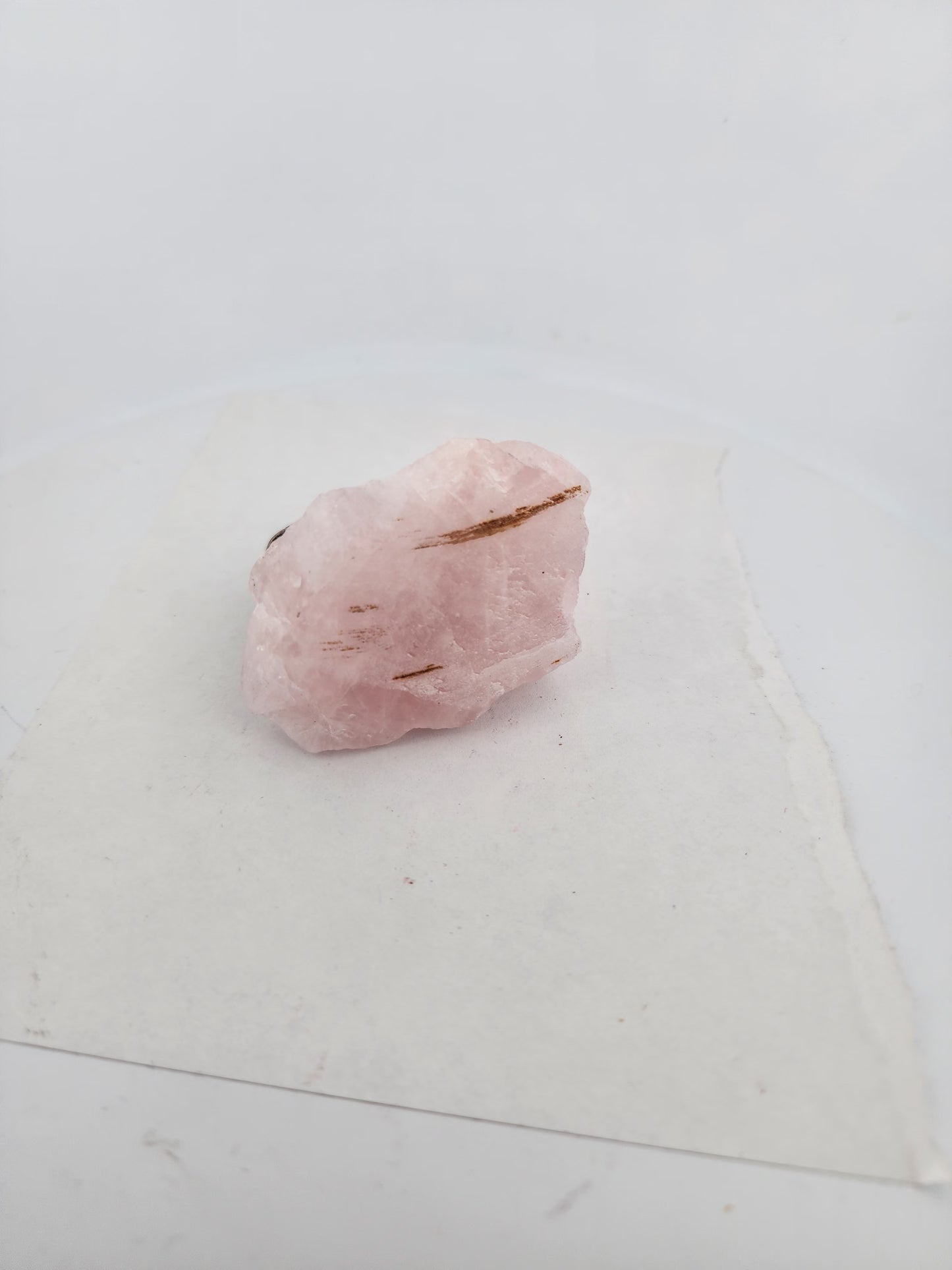 Rose Quartz Crystal with Pewter Gardener Figurine