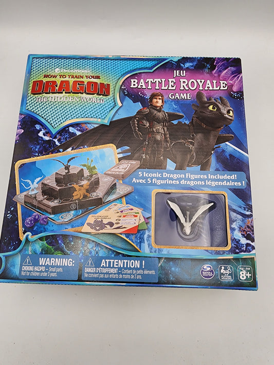 Box of 'How to Train Your Dragon' Battle Royale game with dragon and character illustration on a white background.