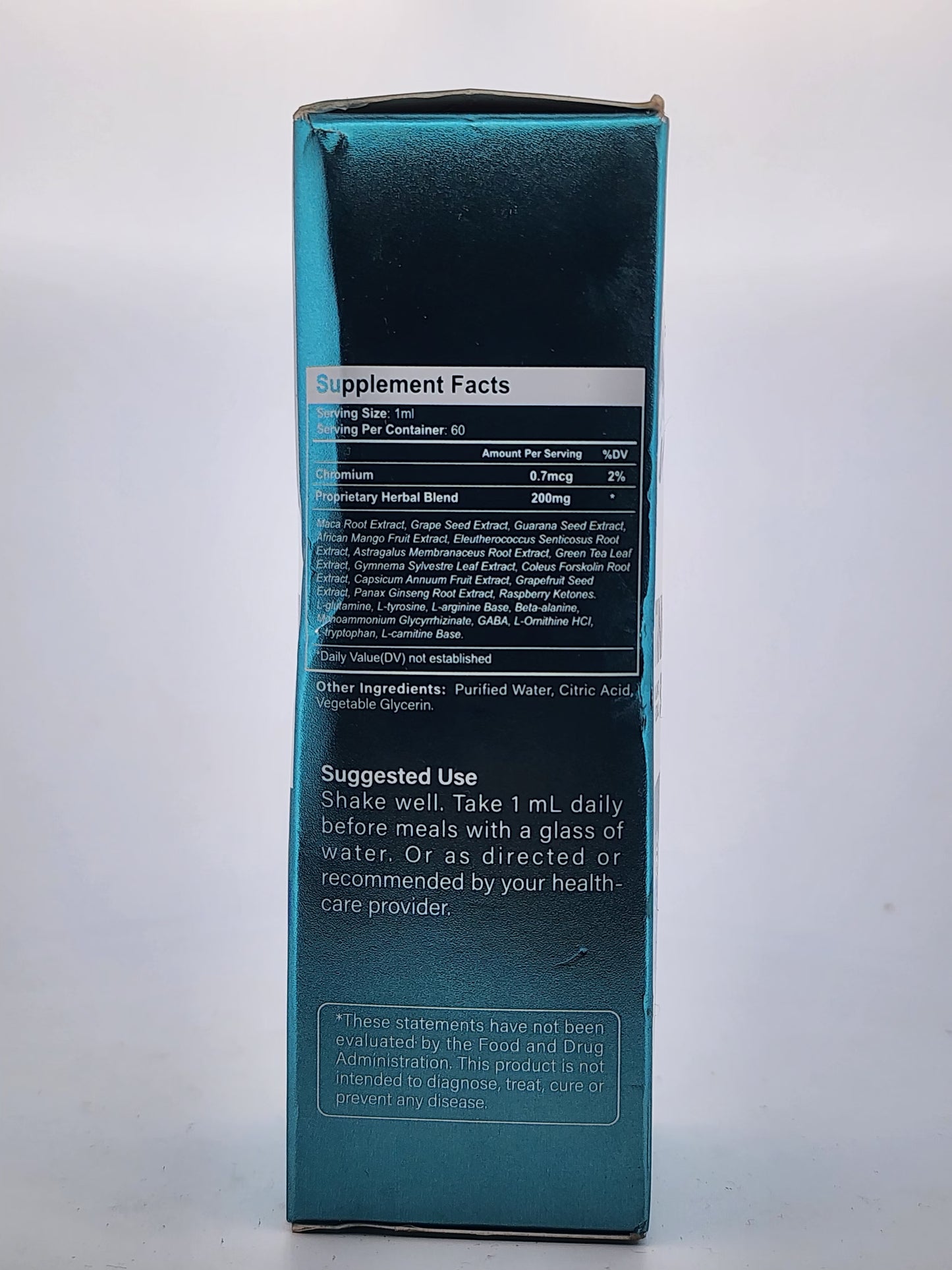 Supplement bottle with label on a white background