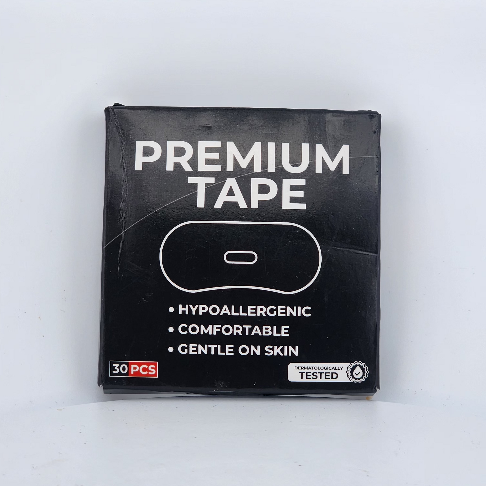 Box of premium tape with text on a white background