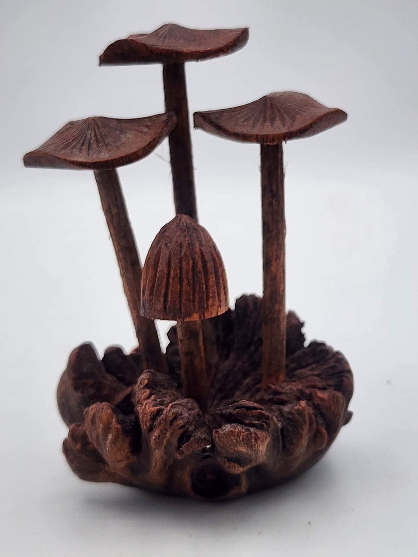Hand-Carved Soro Wood Mushroom Sculpture