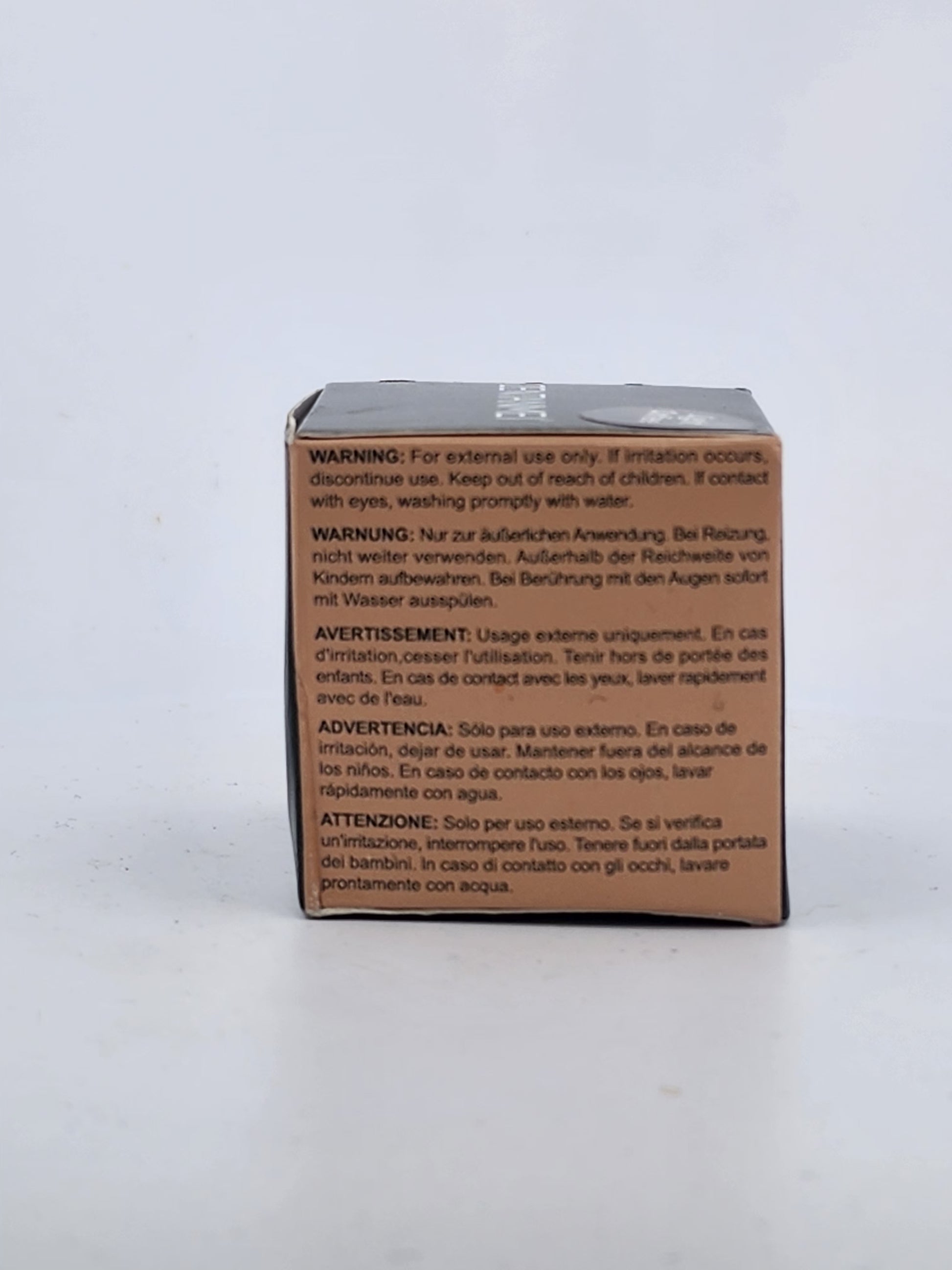 Product packaging with text on a white background