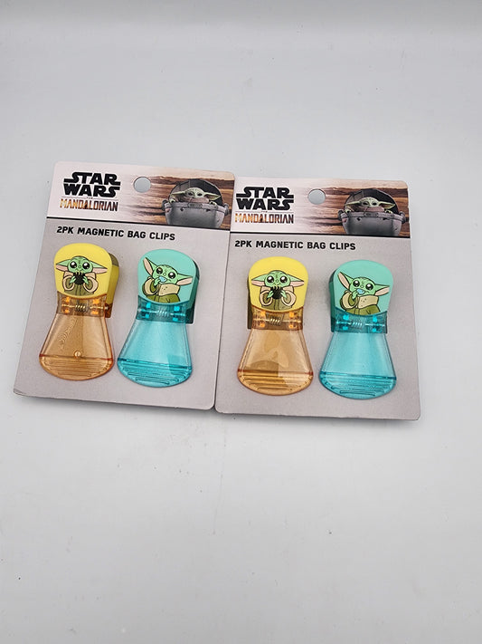 Star Wars Mandalorian Baby Yoda Grogu Magnetic Bag Clips 4-Pack Lot