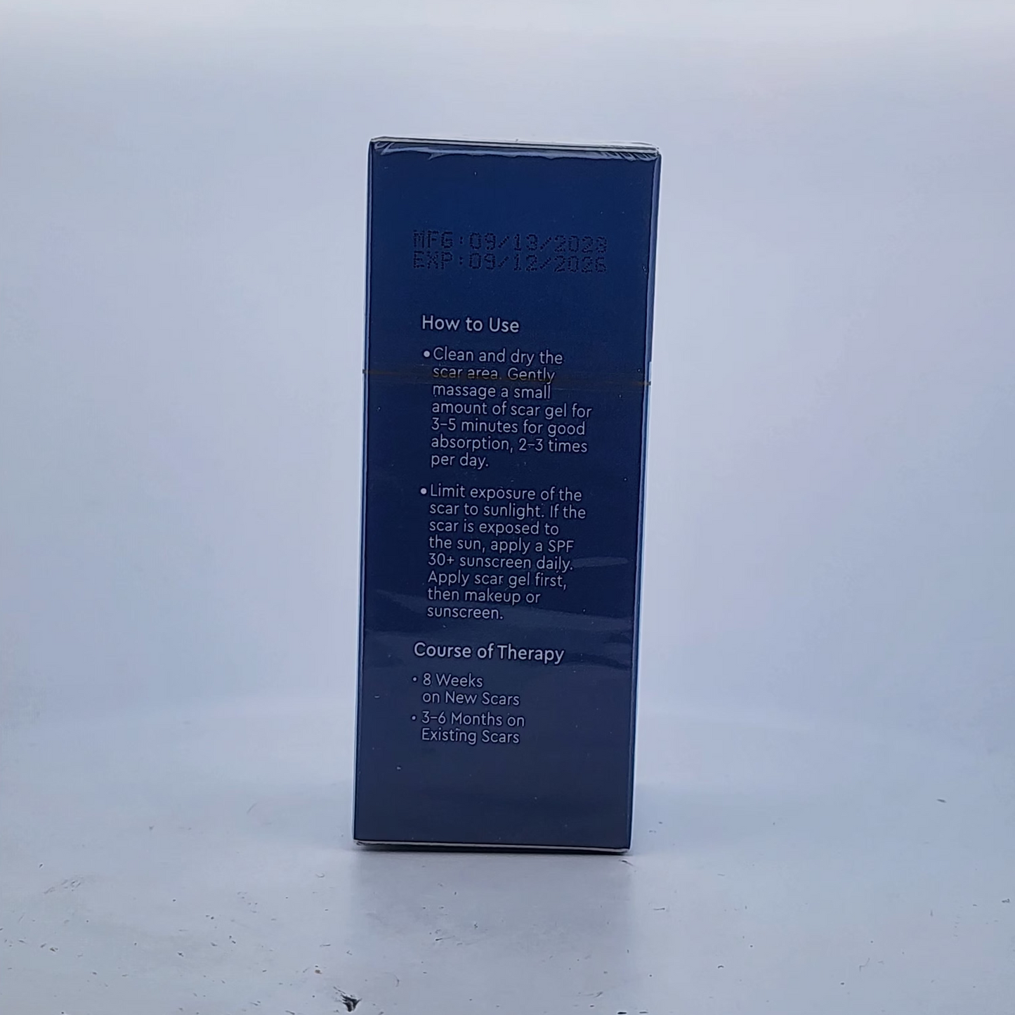 Blue box with text on a white background