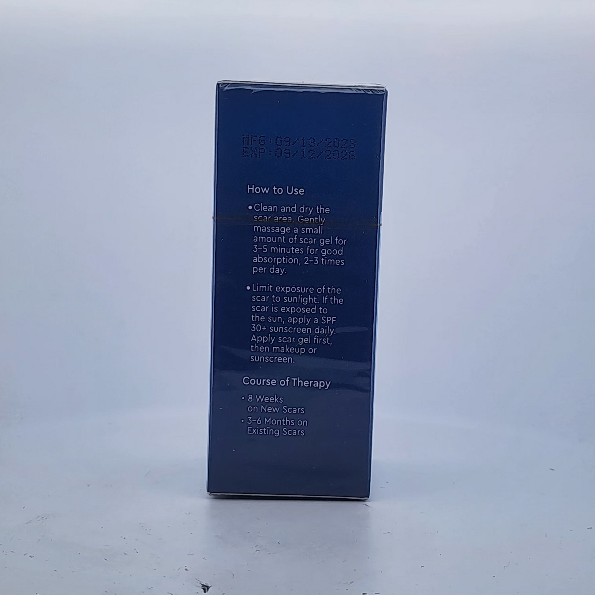Blue box with text on a white background