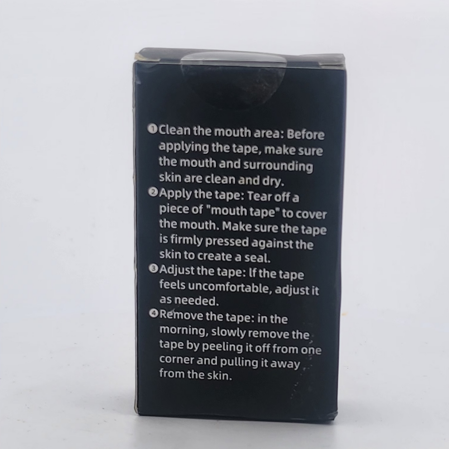 Black box with white text instructions on a white background