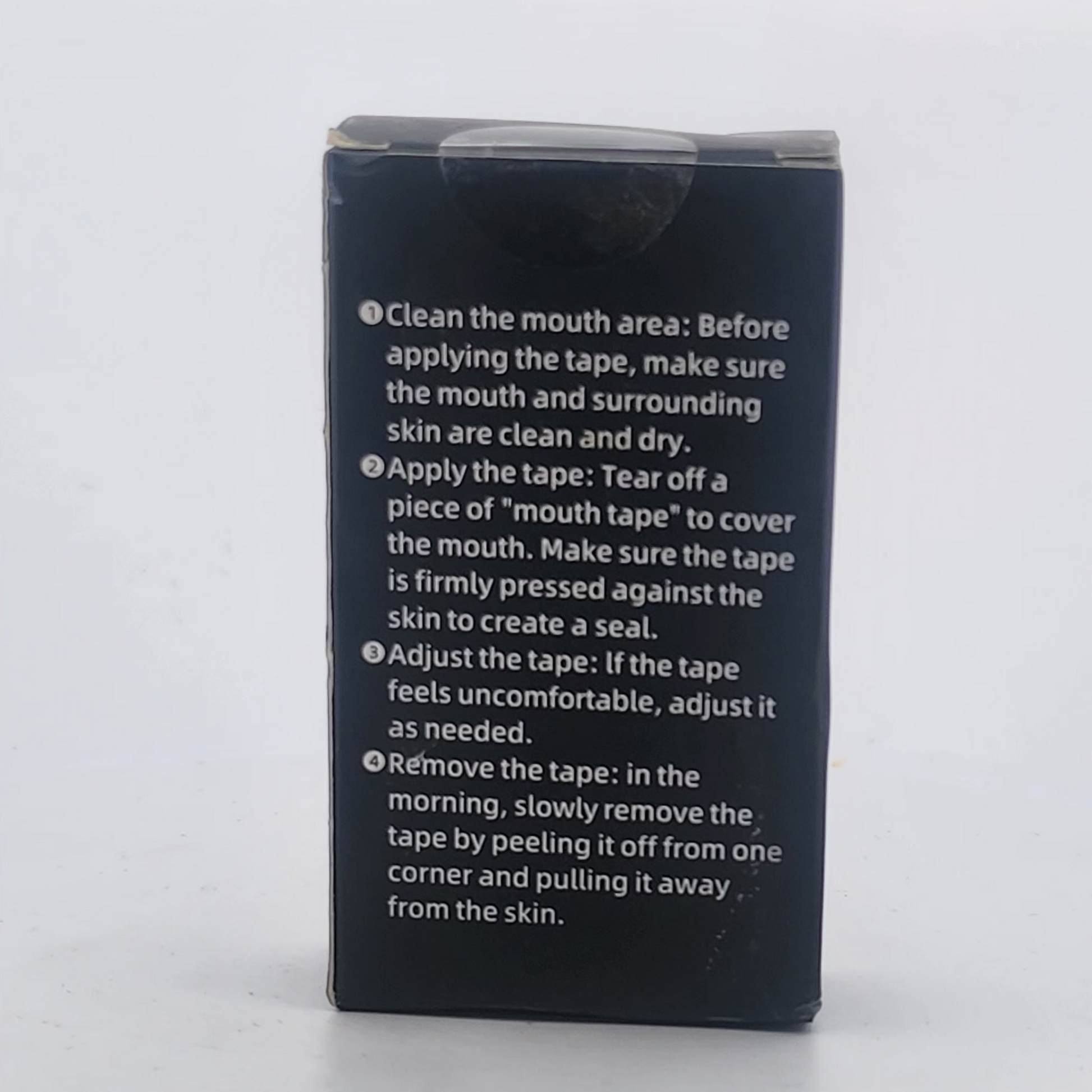 Black box with white text instructions on a white background