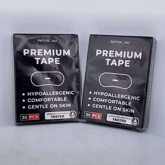 Two packages of Premium Tape by PATCH 4U on a light gray background