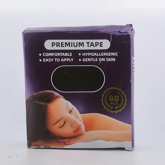 Box of premium tape with a woman's face on a white background