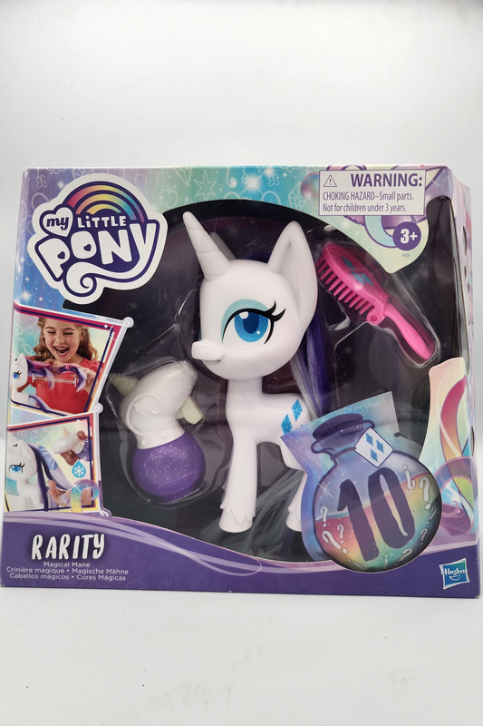 My Little Pony Rarity toy figure in packaging on a white background