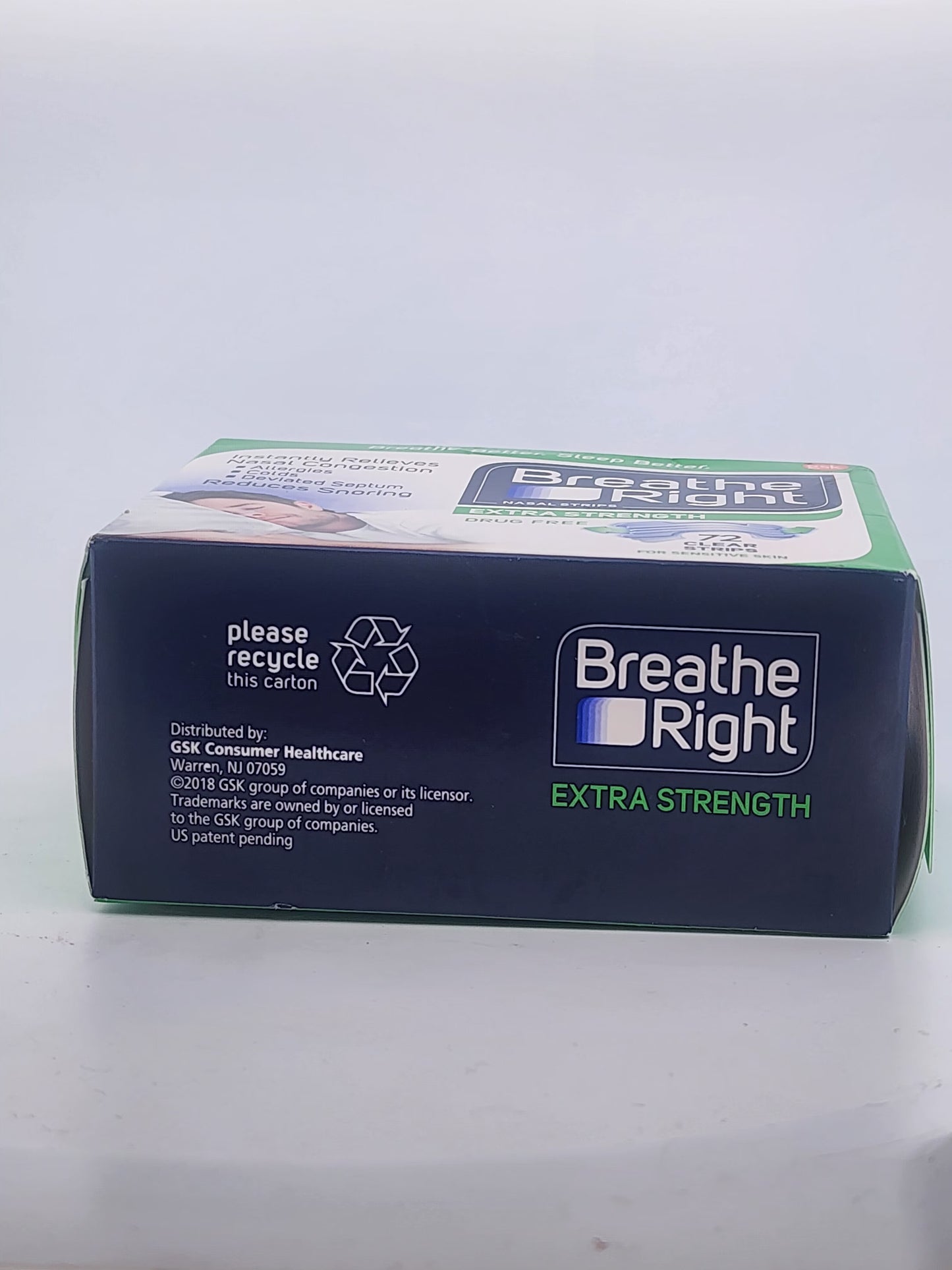 Breathe Right Extra Strength packaging on a white background