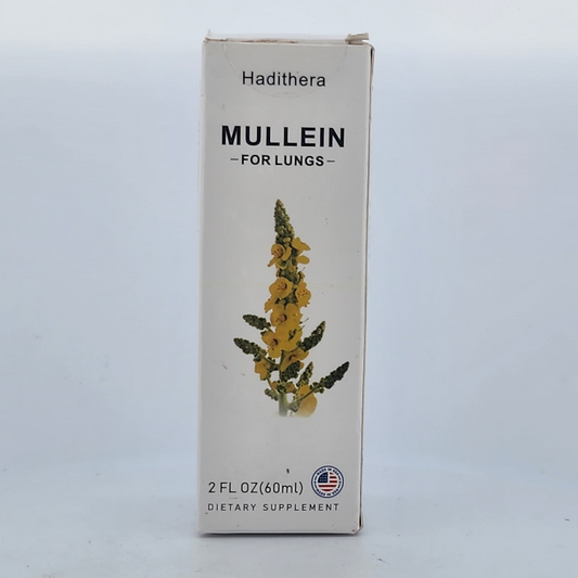 Hadithera Mullein dietary supplement box on a white background