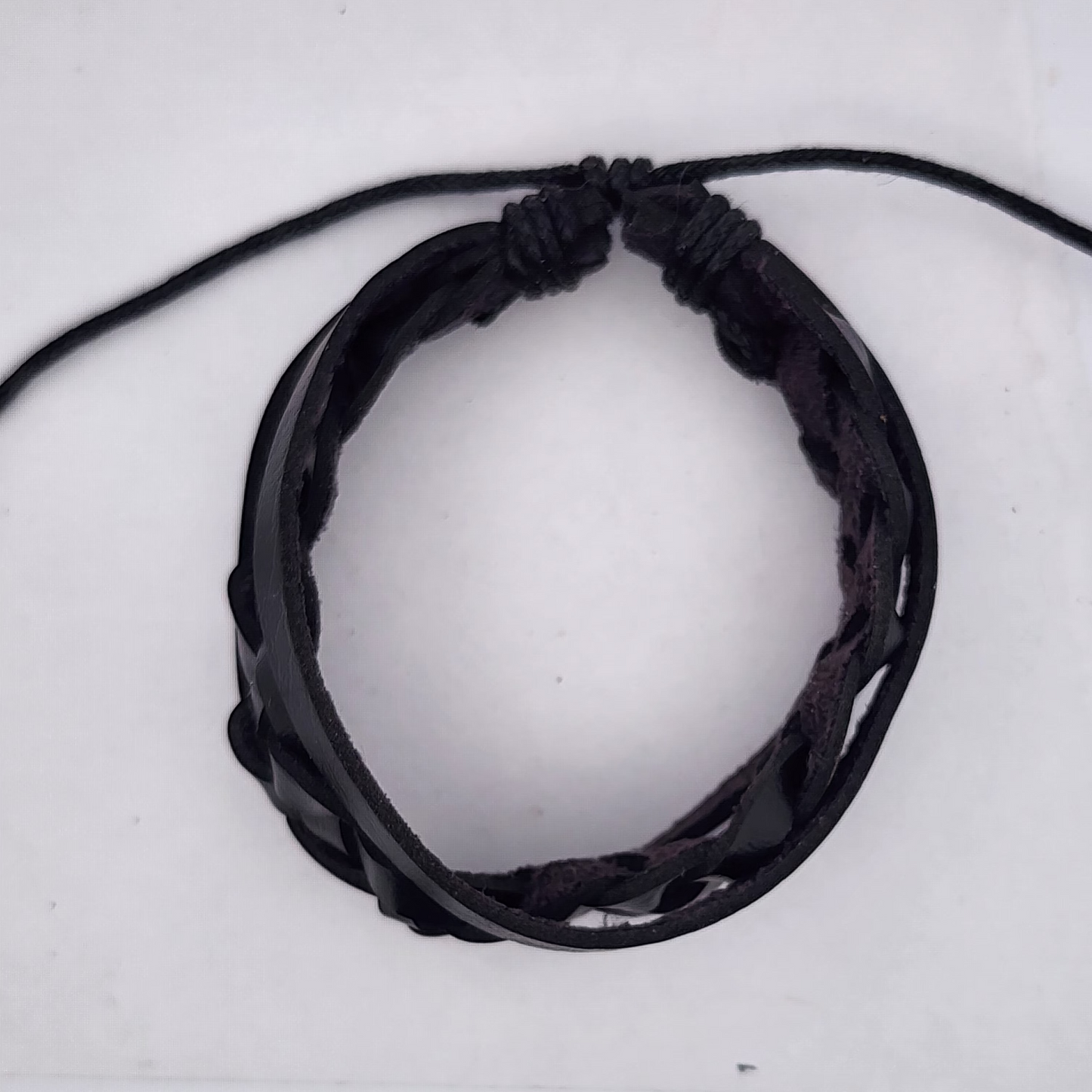 Black Braided Leather Bracelet | Multi-Strand Adjustable Cuff | Unisex Edgy Style