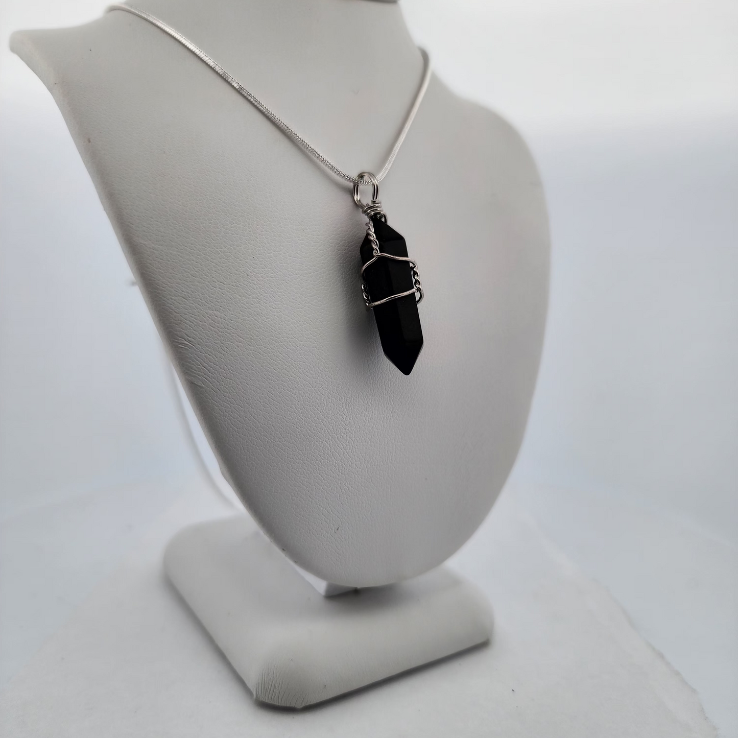 Black Obsidian Crystal Point Pendant Necklace