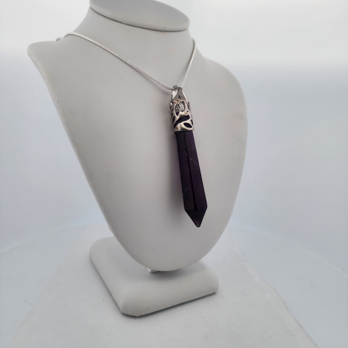 Amethyst Polished Crystal Point Pendant Necklace