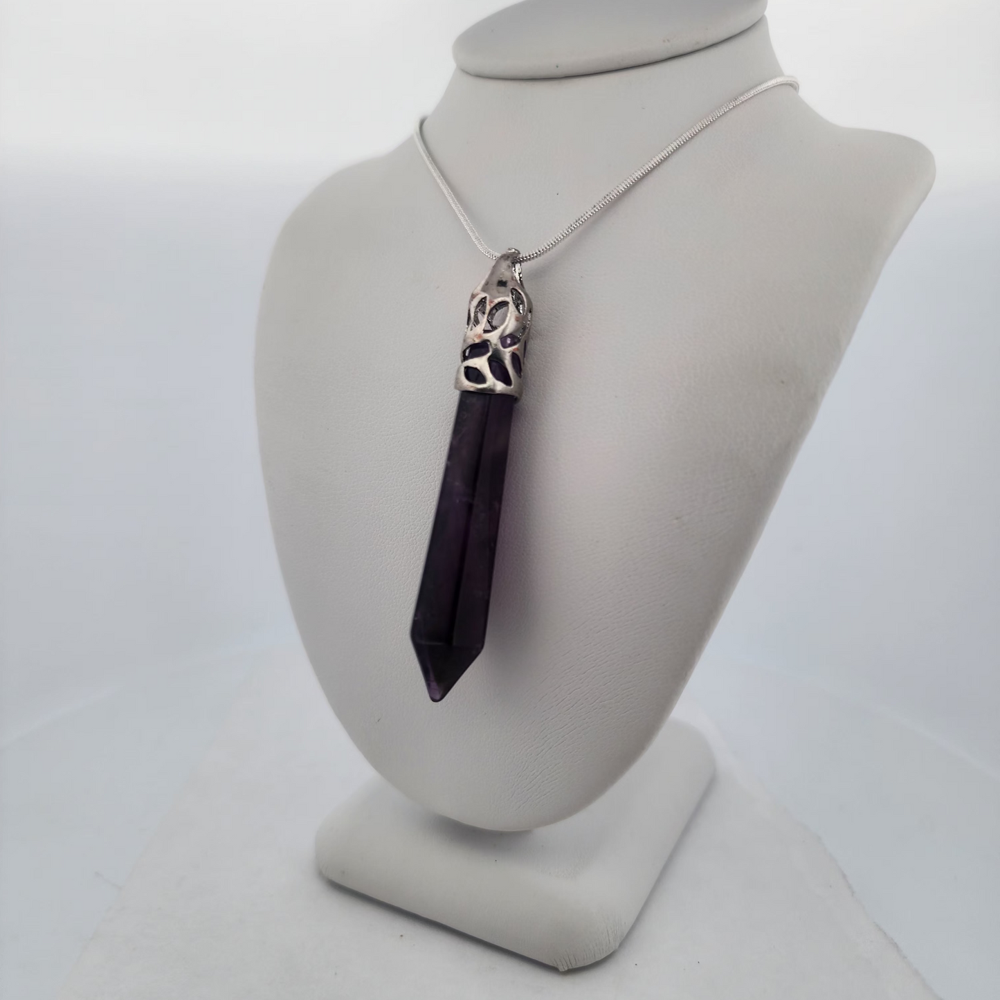 Amethyst Polished Crystal Point Pendant Necklace