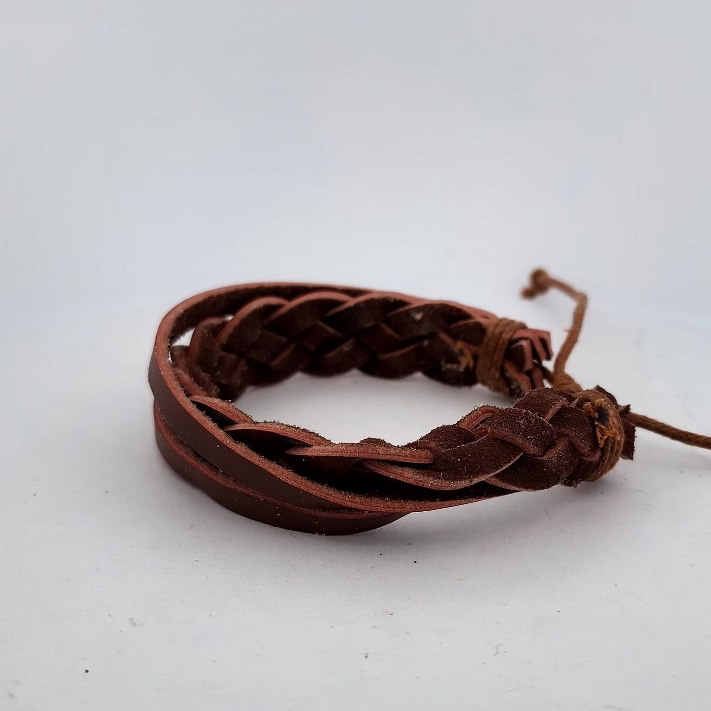 Brown Braided Leather Bracelet | Adjustable Woven Cuff | Unisex Casual Style