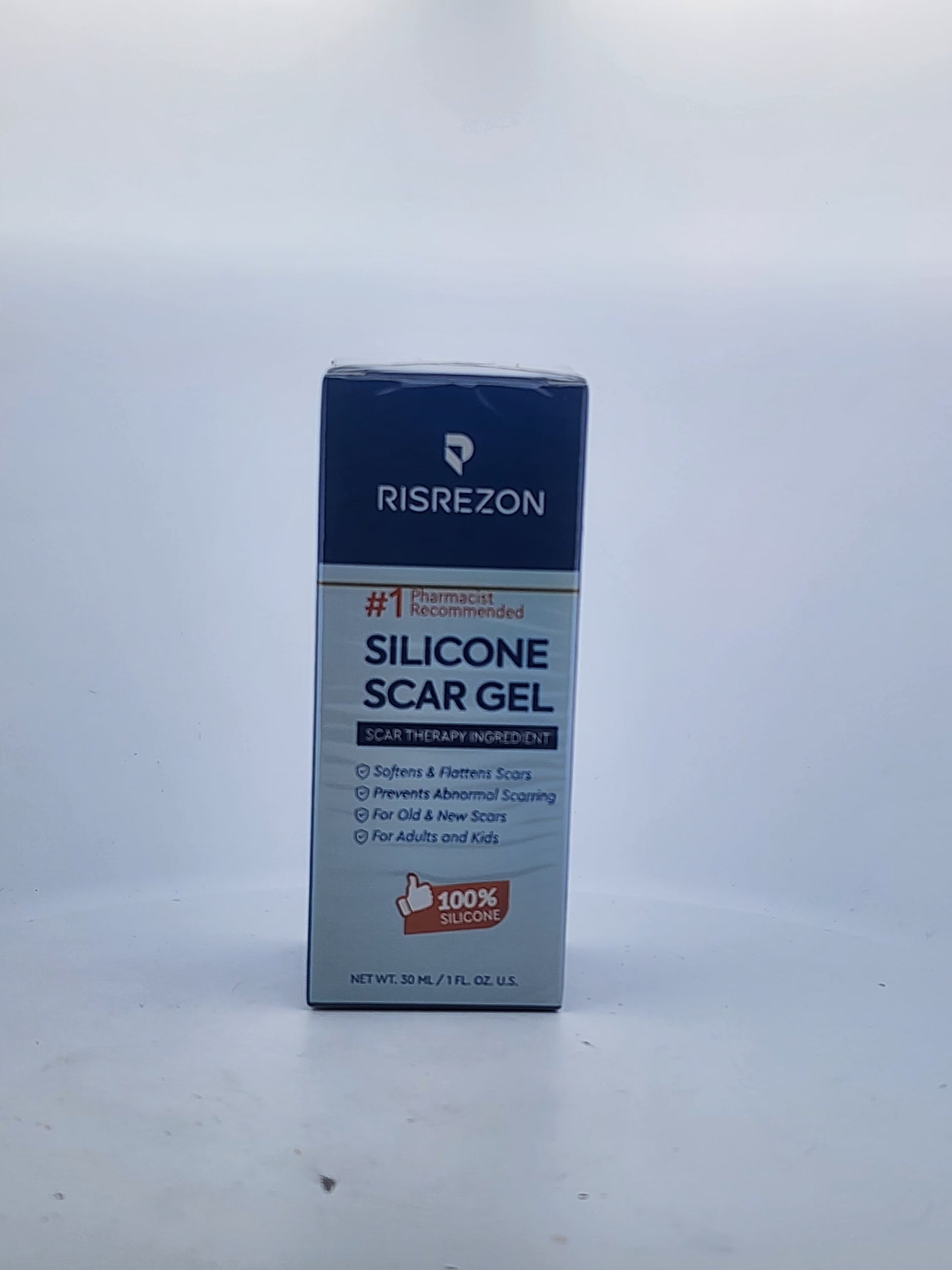 Box of Risrezon silicone scar gel on a white background
