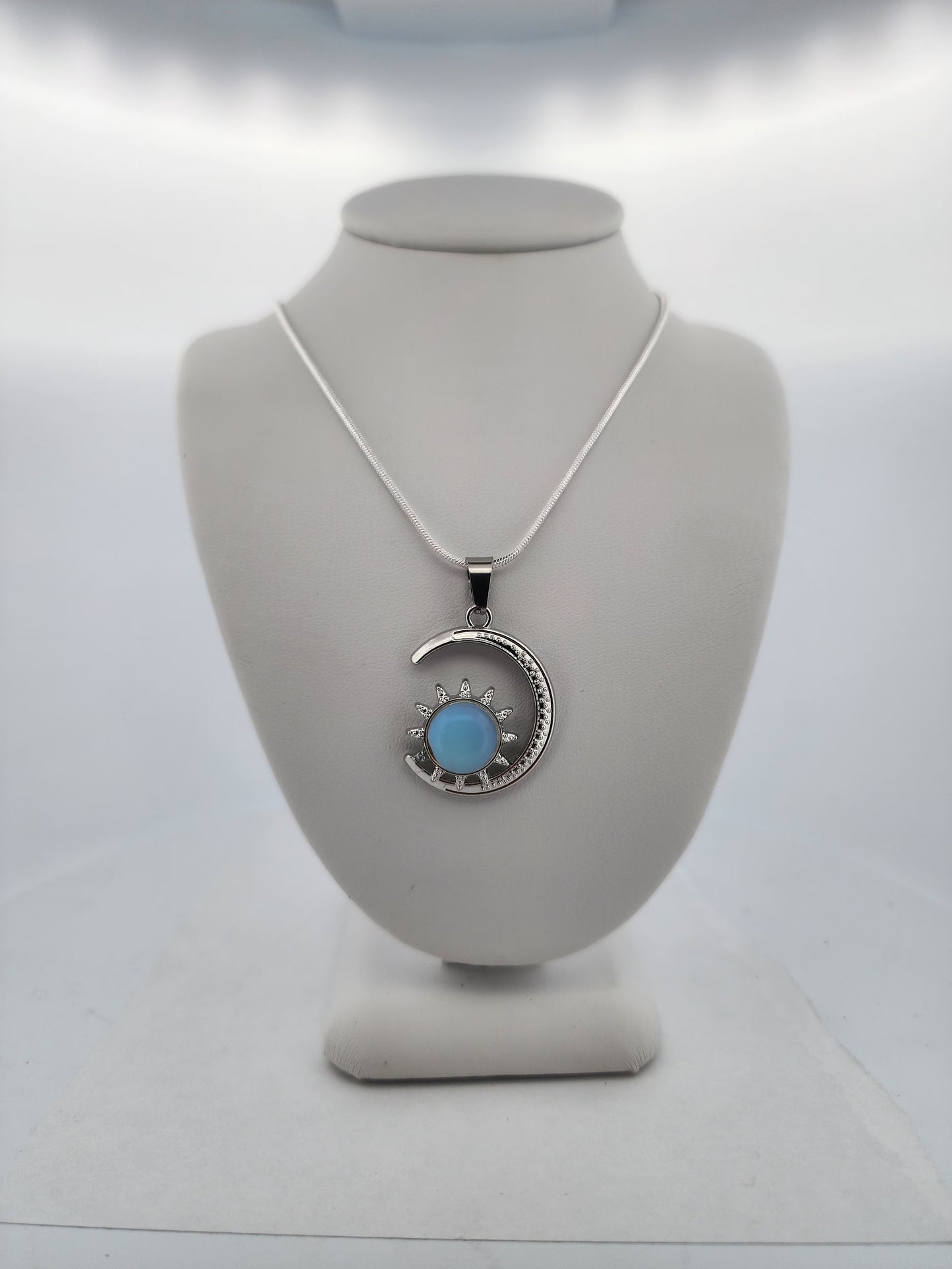 Opalite Moon & Stars Pendant Necklace