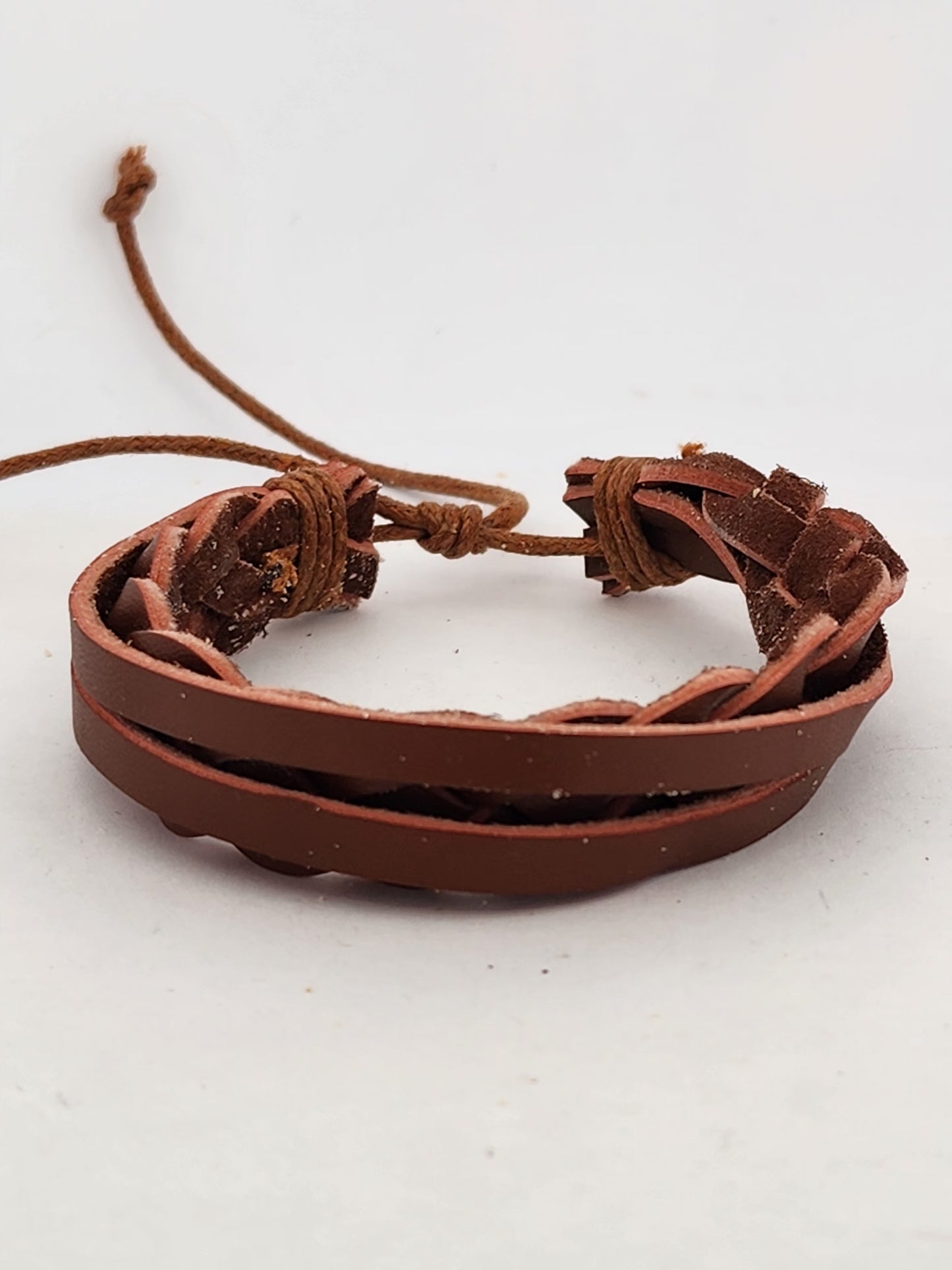 Brown Braided Leather Bracelet | Adjustable Woven Cuff | Unisex Casual Style