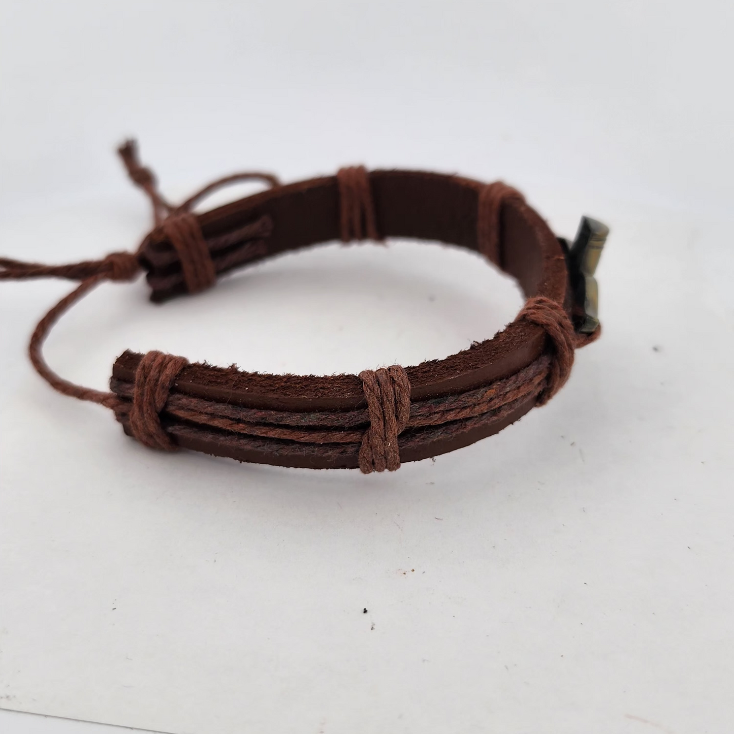 Brown Leather Bracelet with Bullet & Wings Charm | Love Engraved | Unisex