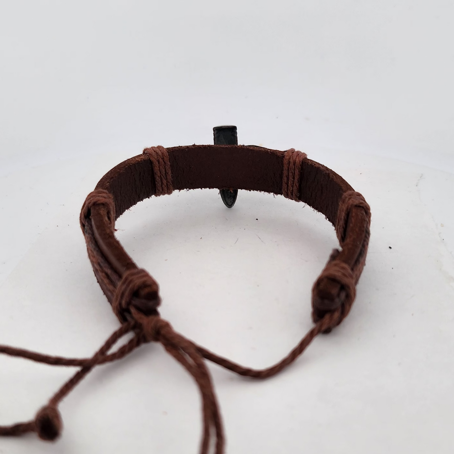 Brown Leather Bracelet with Bullet & Wings Charm | Love Engraved | Unisex