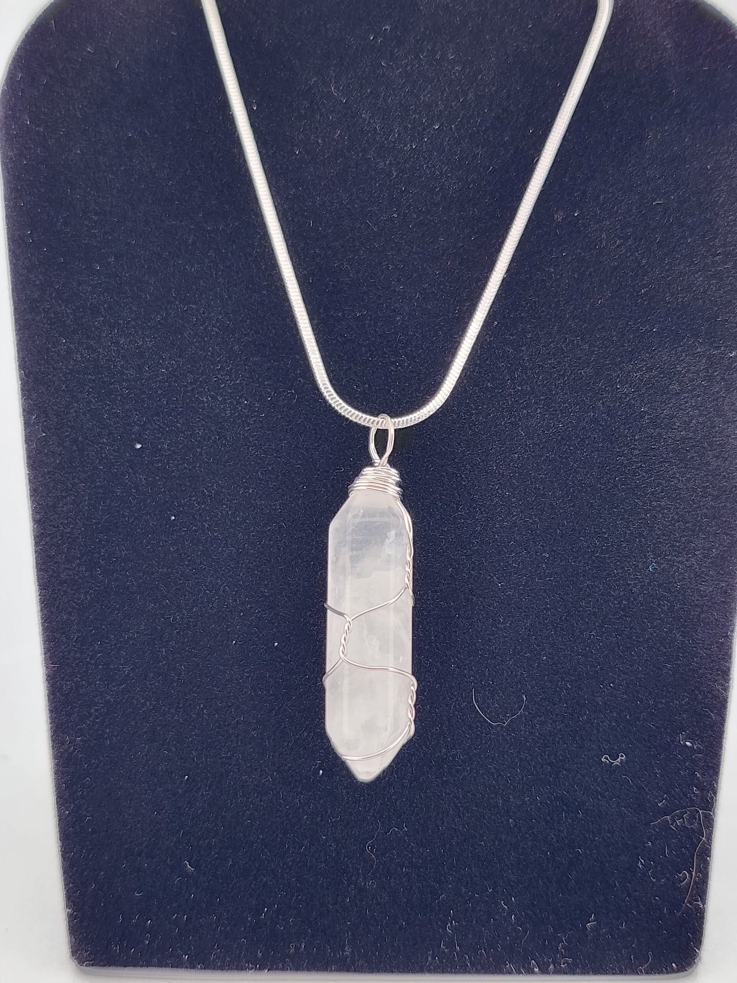 Clear Quartz Crystal Point Pendant Necklace
