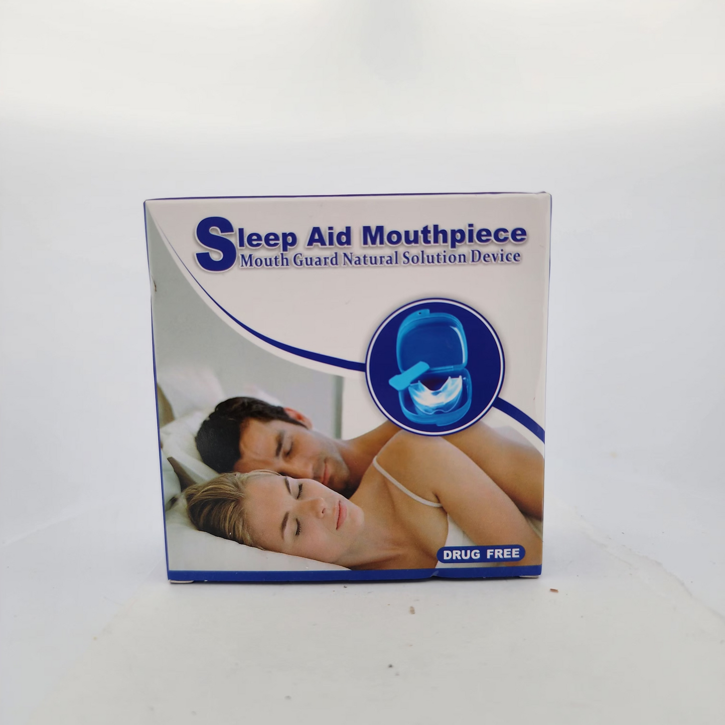 Box of Sleep Aid Mouthpiece with a couple on a white background