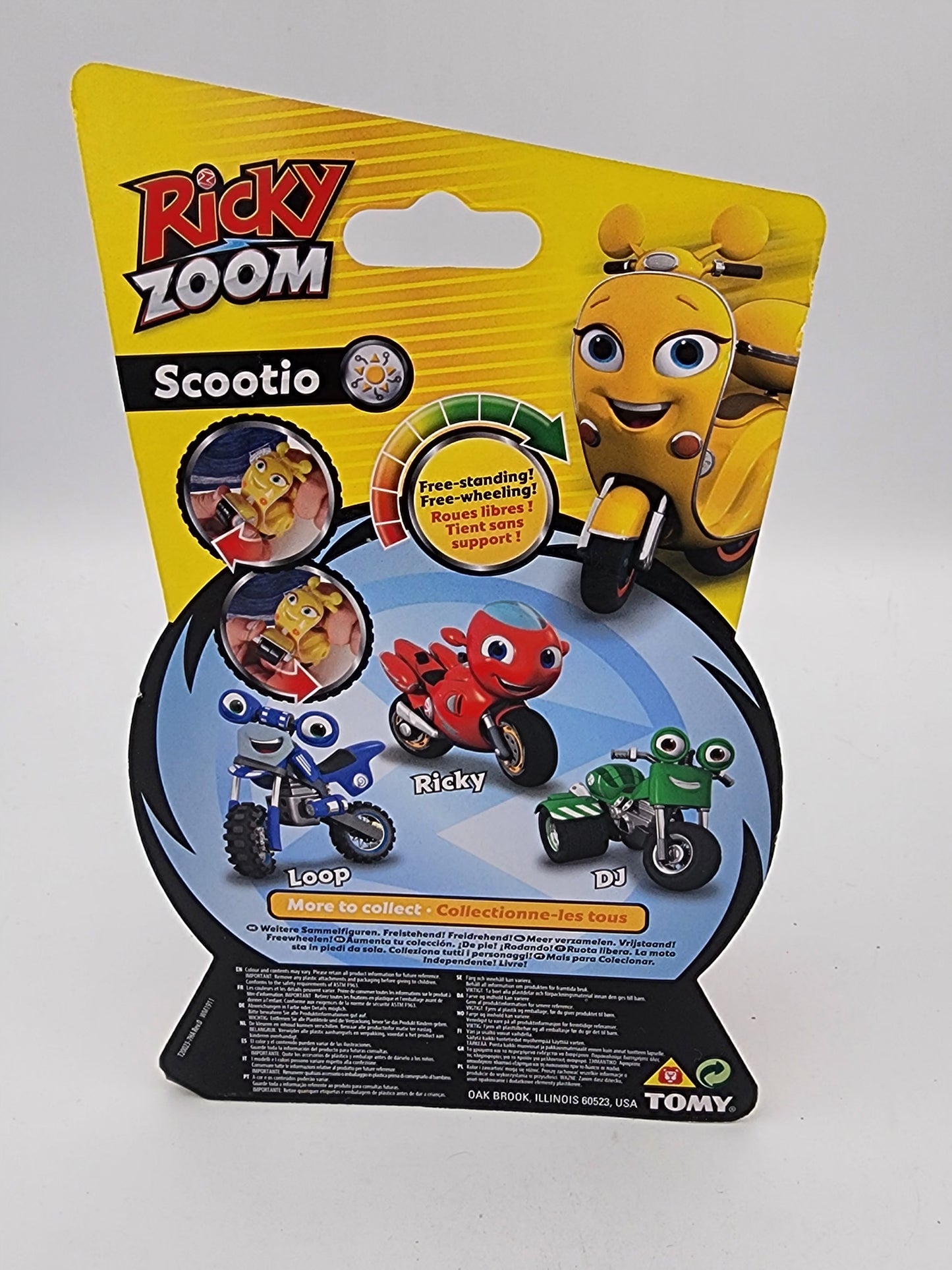 Toy package with Ricky Zoom characters on a yellow background