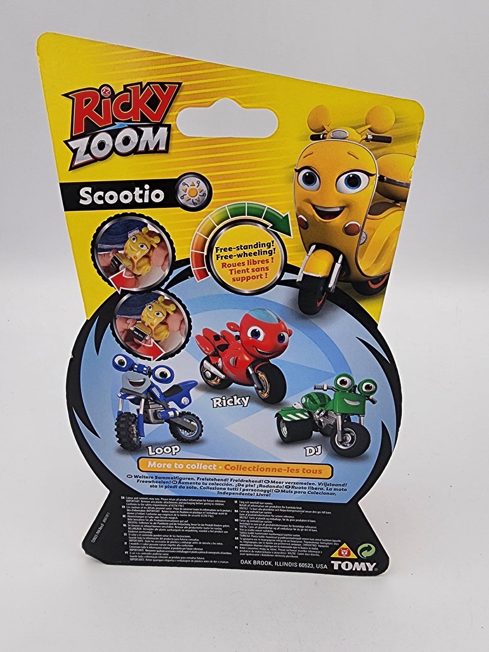 Toy package with Ricky Zoom characters on a yellow background
