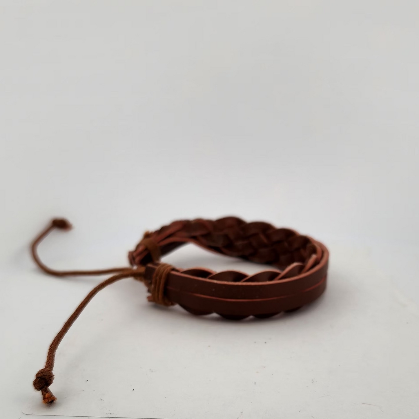 Brown Braided Leather Bracelet | Adjustable Woven Cuff | Unisex Casual Style
