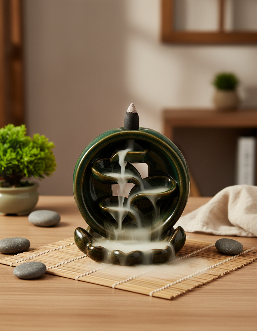 Round Ceramic Backflow Burner - Lifestyle