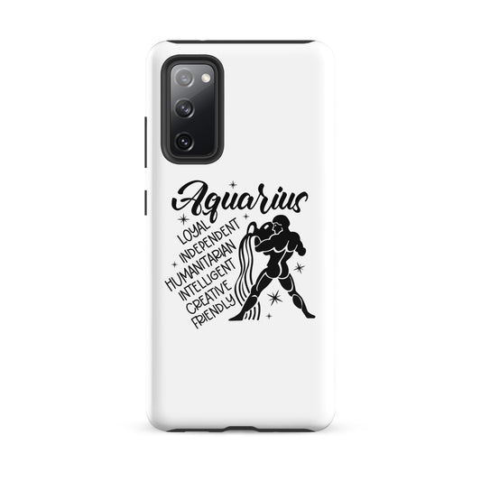Aquarius Samsung tough phone case with zodiac water bearer symbol and personality traits loyal independent humanitarian intelligent creative friendly
